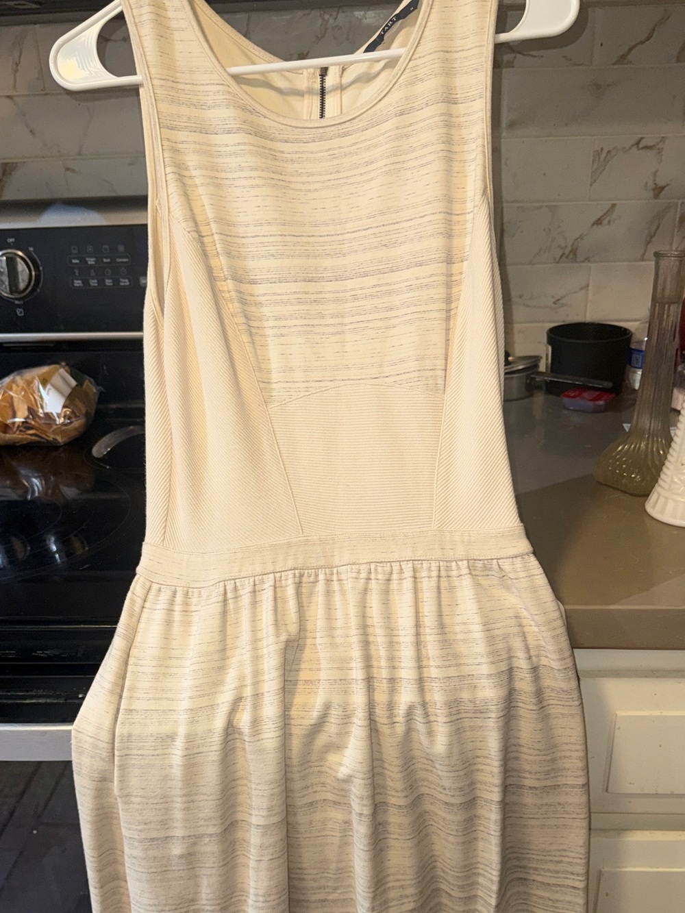 Tart Cream Knit Dress with Subtle Heathered Gray Detail